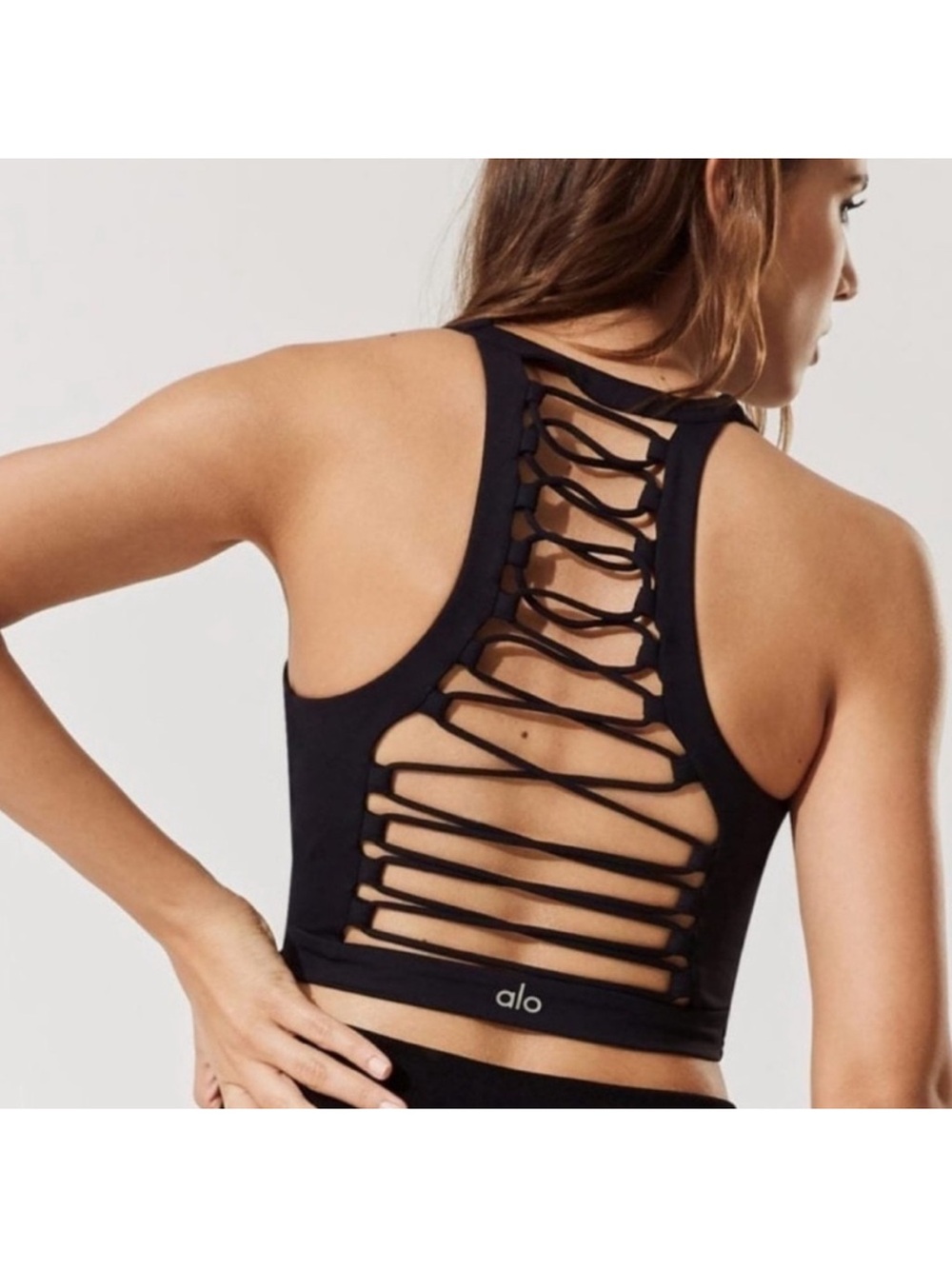 Alo Yoga Movement Strappy Back High Neck Sports Bra - Picture 3 of 7